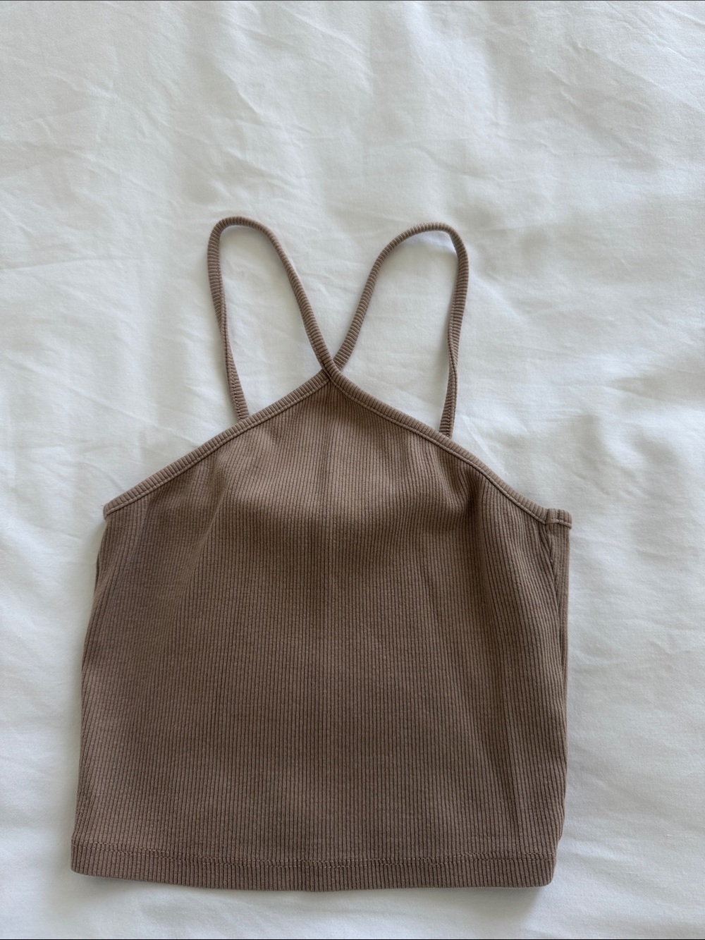 Zara Brown Ribbed Crisscross Strap Camisole